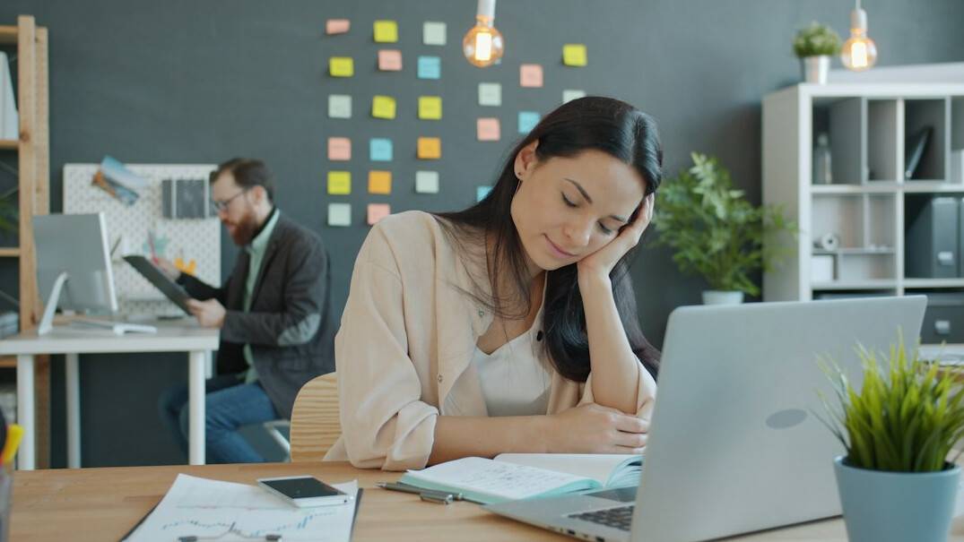 stressed office worker at desk